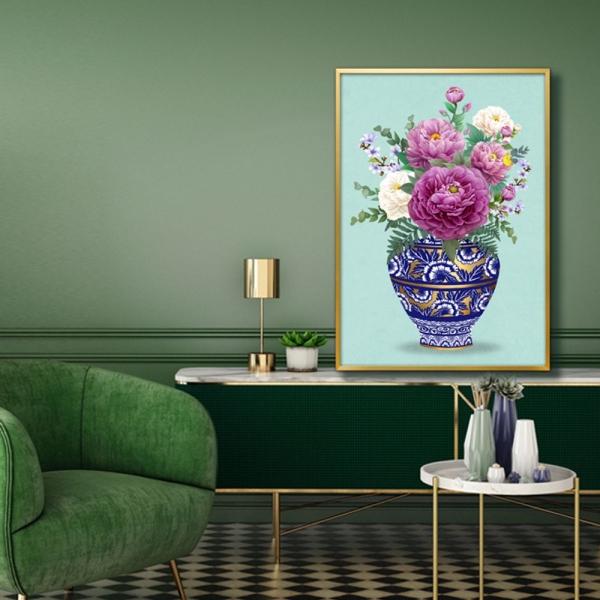 보라 흰 목단 모란 꽃 그림 카페 액자 A2 PEOVA5 (42 X 60) 골드 프레임 : 민들레아트센터
