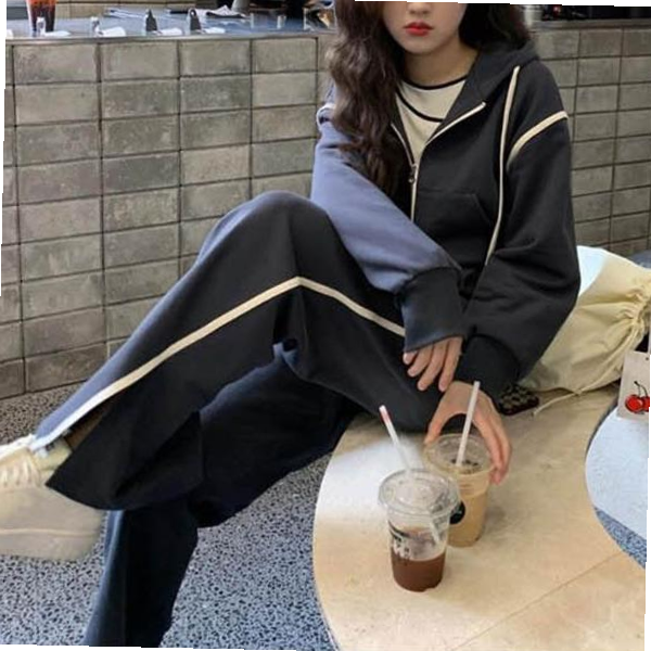 후드 팬츠 밑단 절개 셋업 집업 스트릿 패션 시보리 : 소솜리빙