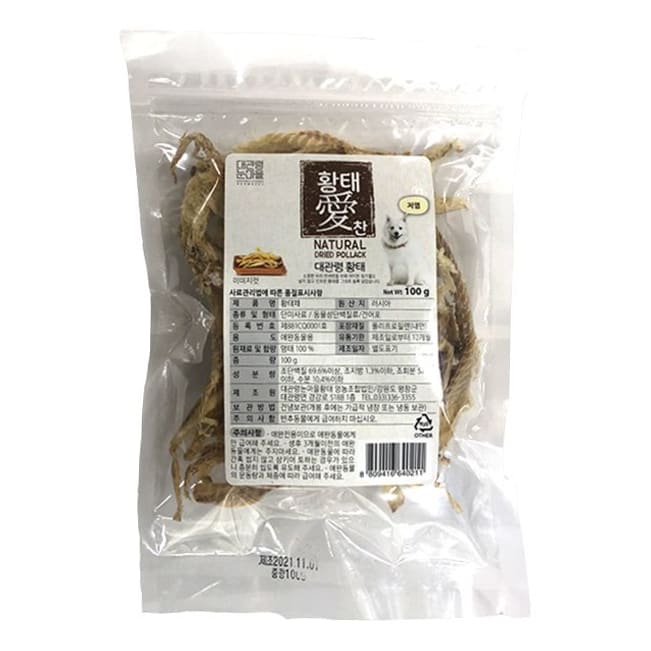 대관령눈마을황태 황태애찬 애견용 100g : 슈슈보리