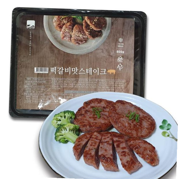 미트팜 떡갈비맛 스테이크 (국내산돈육) 600g : 휴먼메이커