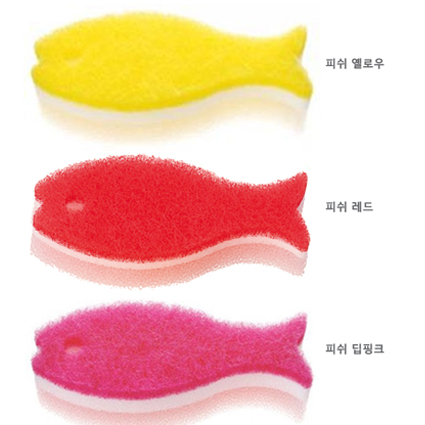 마나 POCO 스펀지 시리즈/NEW디자인!/NEW흡착판/포코수세미/물고기 수세미/스펀지 수세미 : 재팬올