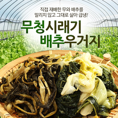 [고향 시래기] 국내산 삶은 급냉 무청 시래기 / 배추우거지 300g 4팩 7팩 : 후레쉬빌