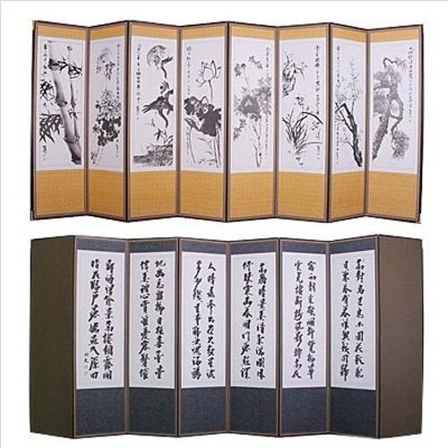 [두레공예사] 사군자 추사 8폭 병풍 : 그린팁