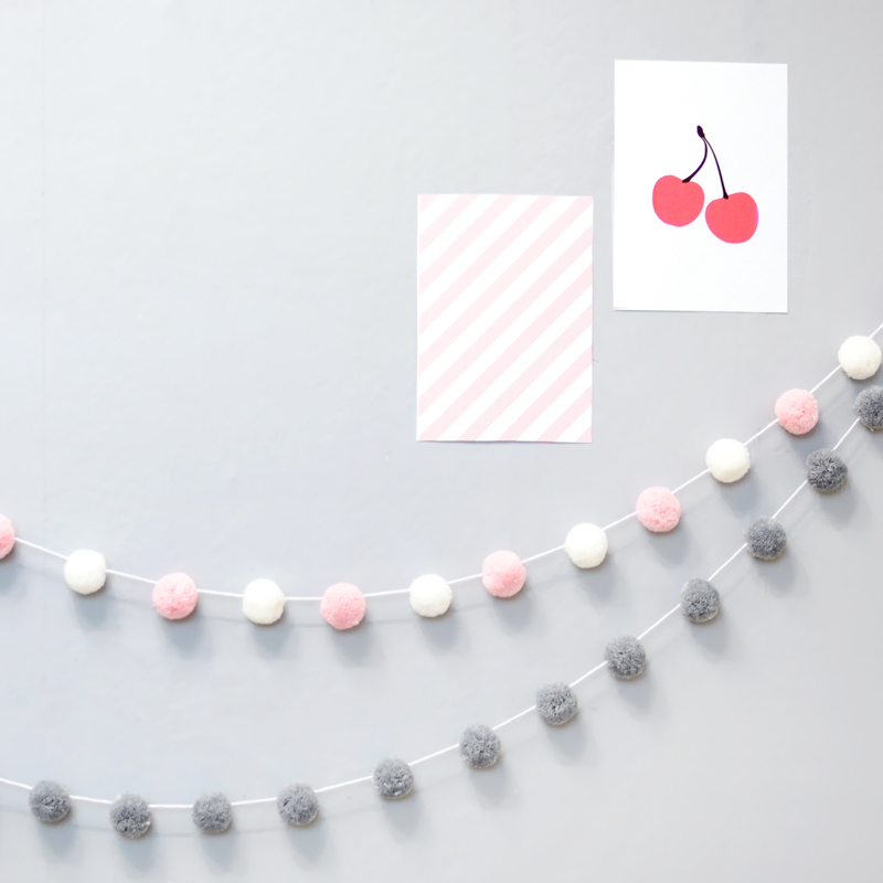 캔디 볼 가랜드 Gray & Pink line : 홈카페 315호