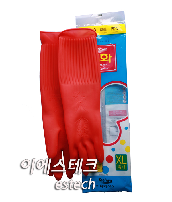 태화 고무장갑 XL 특대 -1종4호- 가정용 고무장갑, 적고무장갑 : 이에스테크