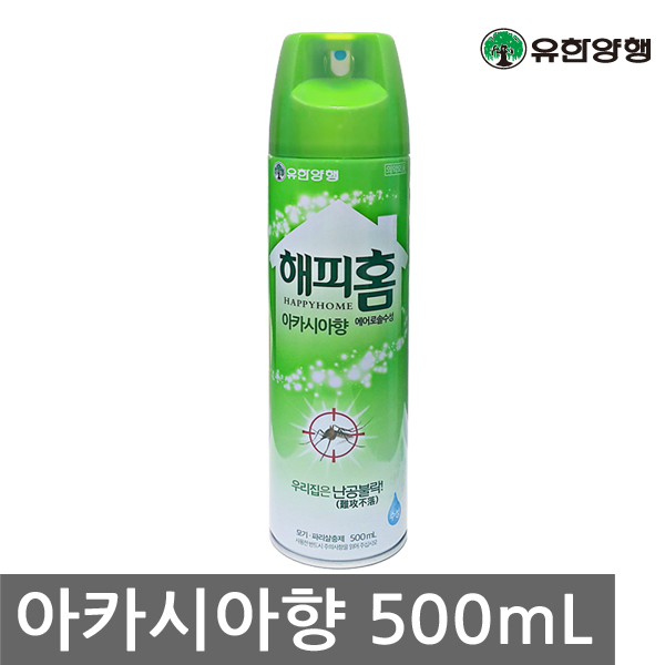해피홈 에어로솔수성 (아카시아향) 500ml/홈키파/모기향/에프킬라/살충제 : 큐마트솔루션