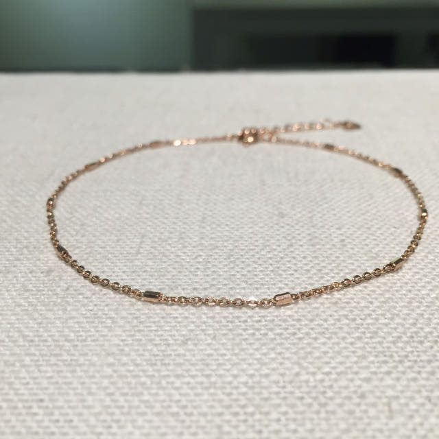 New Silver Slim Chain Ankle Pink Gold Rose Simple 