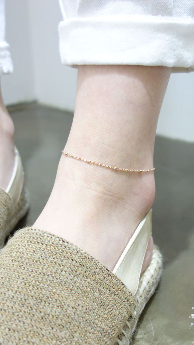New Silver Slim Chain Ankle Pink Gold Rose Simple 