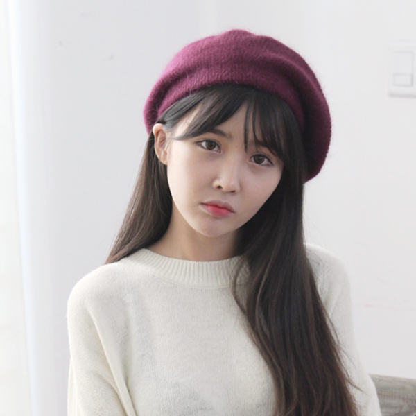 베이직 니트 앙고라 여자 베레모 빵모자 : 지오마켓