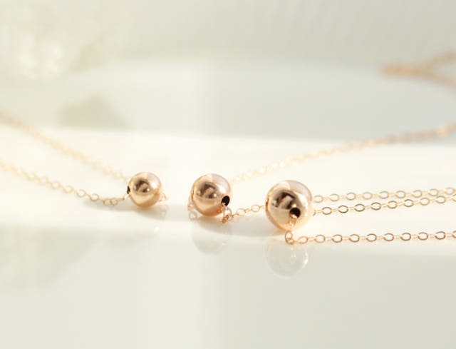 Lovely Tangent Necklace 14k Ball 14k Simple Daily 