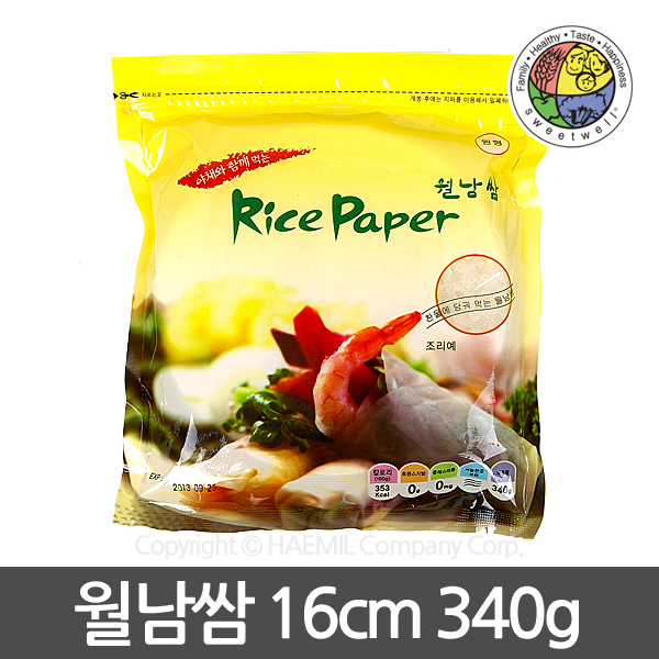 스위트웰 월남쌈(원형) 340g/16cm/약60장/타피오카89.7%/베트남산/함지쌈/라이스페이퍼/업소용 식자재/재료 : 해밀컴퍼니