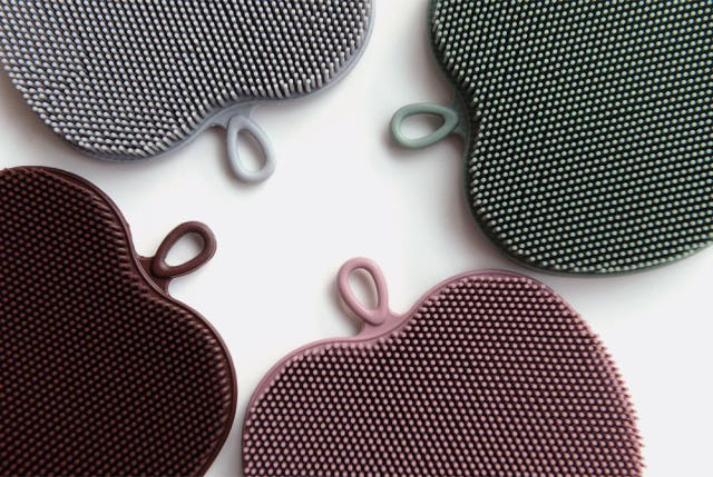 Scrubber Dish Washing Pastel Silicone Apple Scrub 