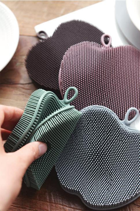 Scrubber Dish Washing Pastel Silicone Apple Scrub 