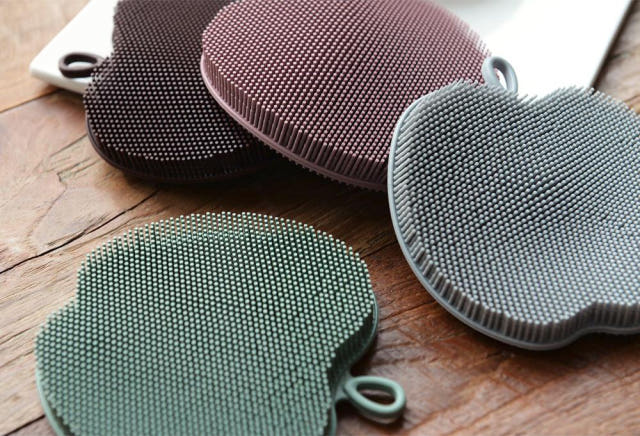 Scrubber Dish Washing Pastel Silicone Apple Scrub 