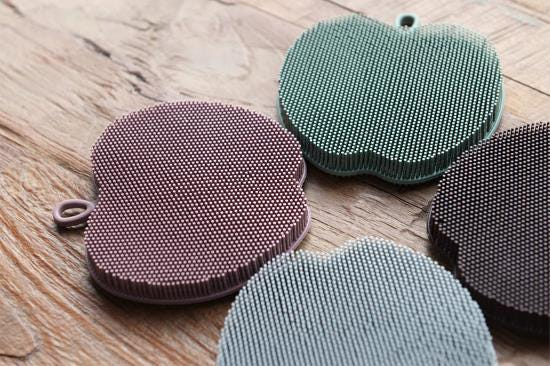 Scrubber Dish Washing Pastel Silicone Apple Scrub 