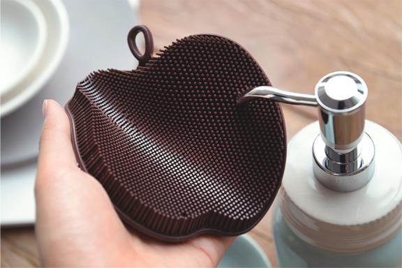 Scrubber Dish Washing Pastel Silicone Apple Scrub 