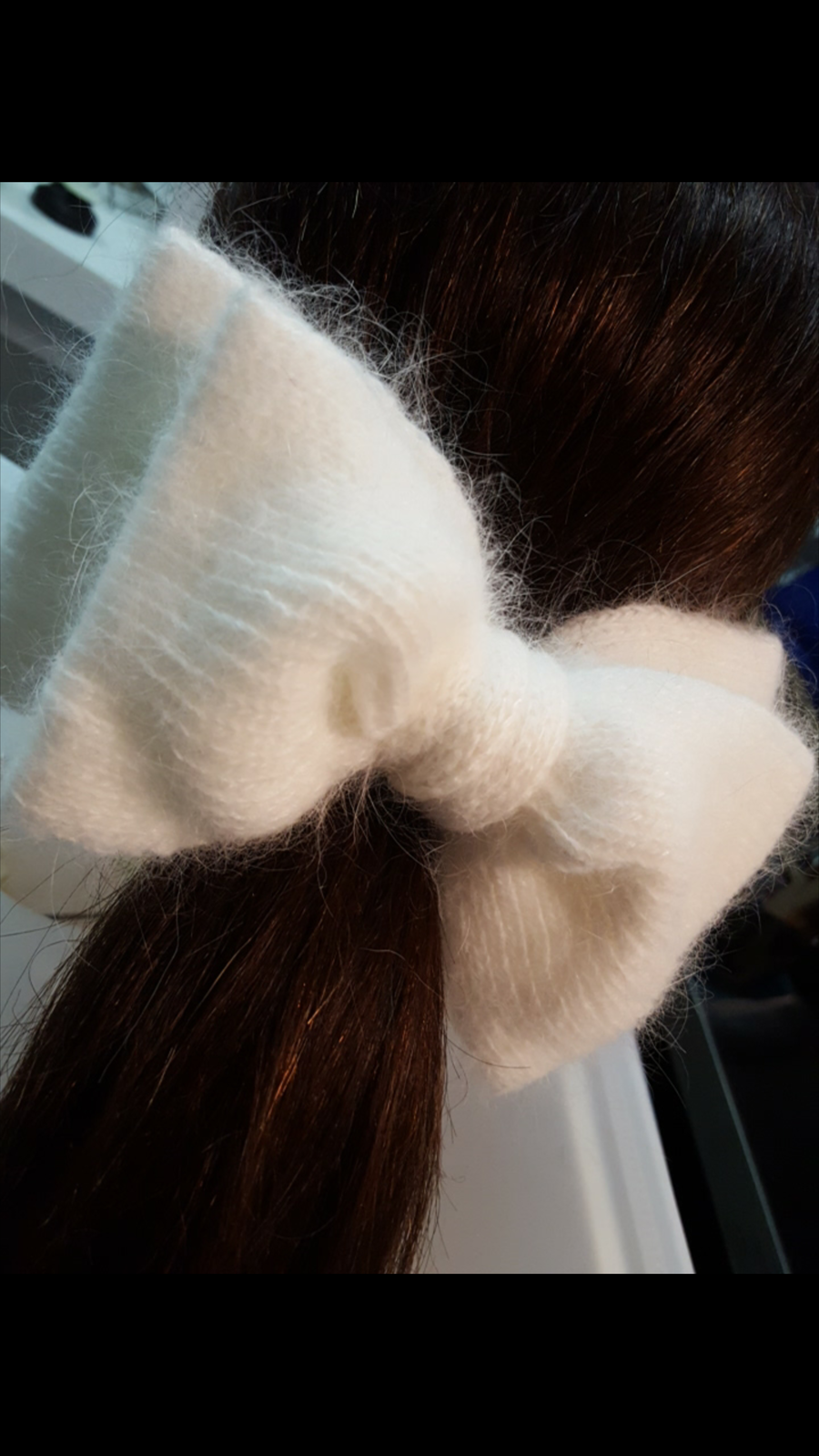 New Angora ribbon pin gray