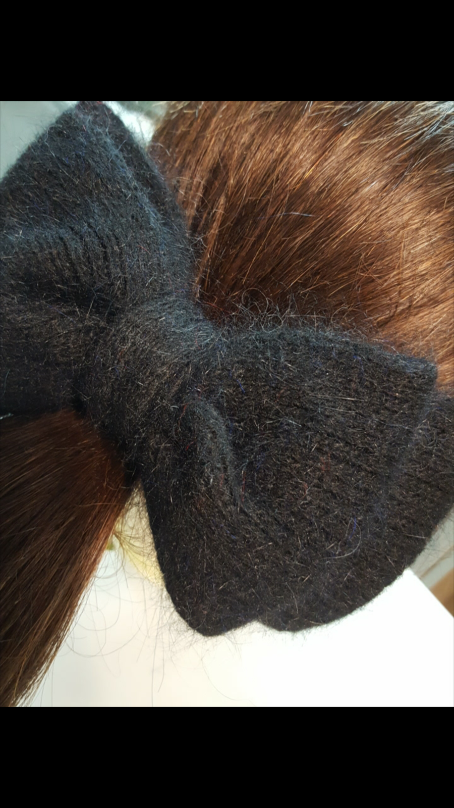 New Angora ribbon pin gray