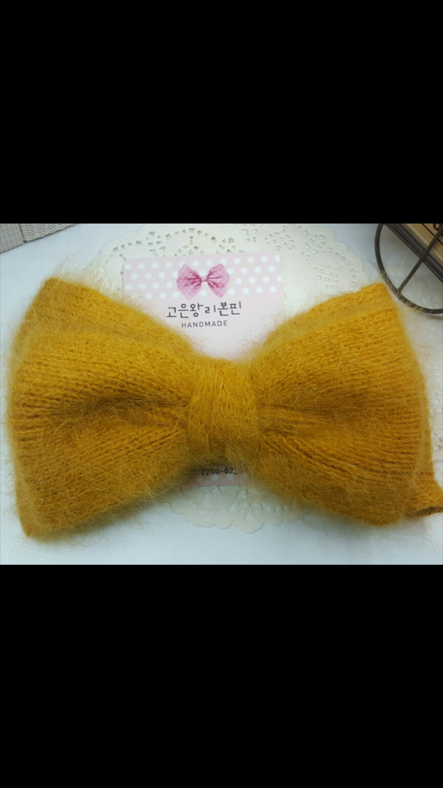 New Angora ribbon pin gray