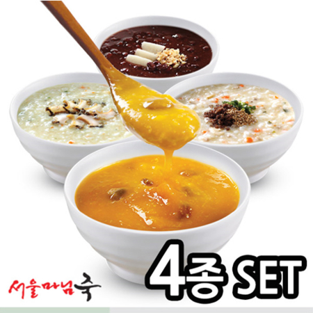 [서울마님죽] 4종 세트 (호박죽+단밭죽+한우소고기죽+참전복죽) : 실버카페