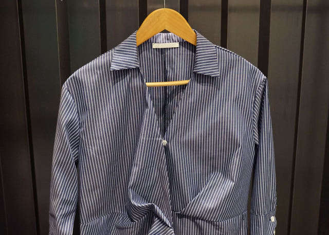 New Long Stripe Lap Shirt Dress Ethnic Uncle Fukar