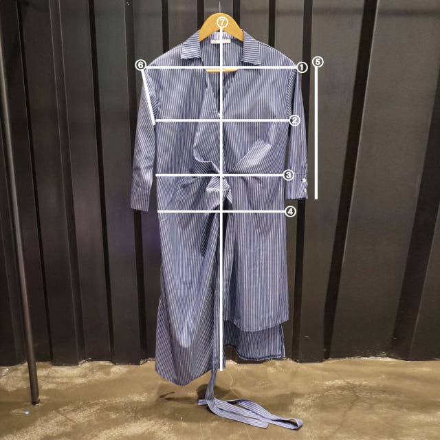 New Long Stripe Lap Shirt Dress Ethnic Uncle Fukar