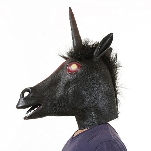 USATDD Latex Animal Unicorn Head Mask For Halloween Costume Cosplay Party 디럭스 Novelty 선물 Black : 홍길동 - 네이버쇼핑