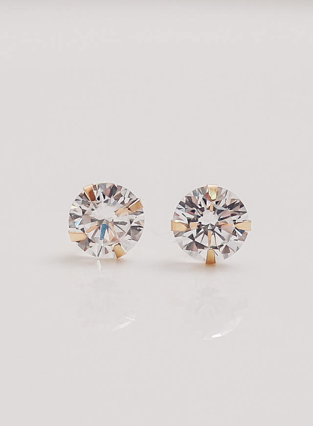White Love Story Cubic Earrings 14k Gold 14K Spike