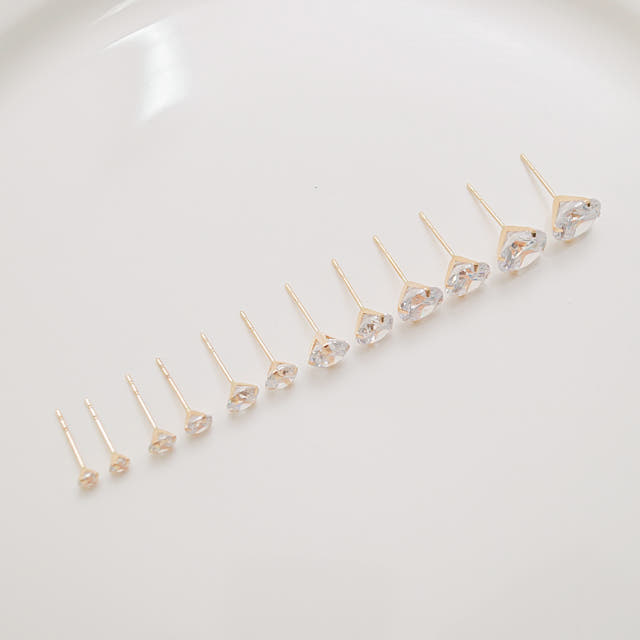 White Love Story Cubic Earrings 14k Gold 14K Spike