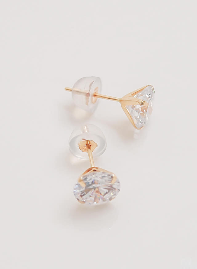 White Love Story Cubic Earrings 14k Gold 14K Spike