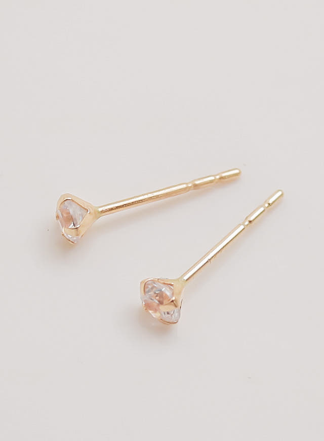White Love Story Cubic Earrings 14k Gold 14K Spike