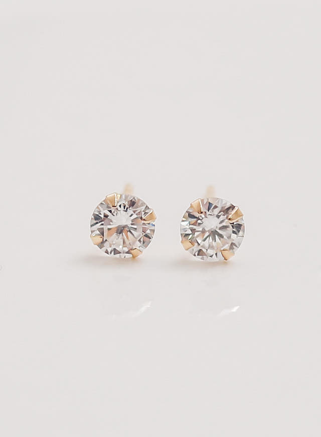 White Love Story Cubic Earrings 14k Gold 14K Spike