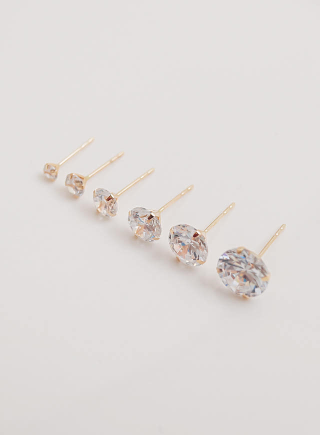 White Love Story Cubic Earrings 14k Gold 14K Spike