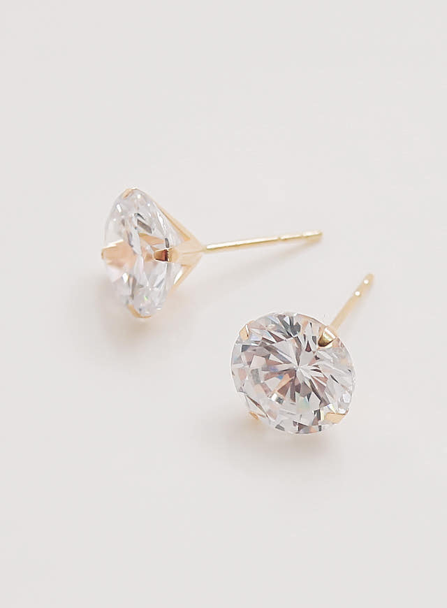 White Love Story Cubic Earrings 14k Gold 14K Spike