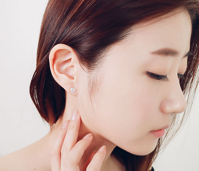 White Love Story Cubic Earrings 14k Gold 14K Spike