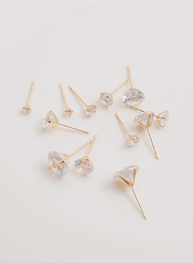 White Love Story Cubic Earrings 14k Gold 14K Spike