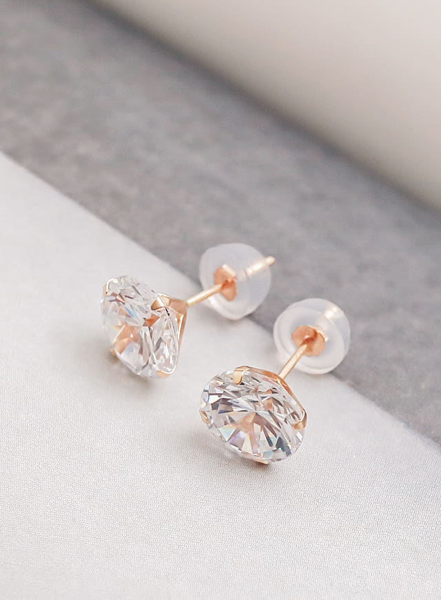 White Love Story Cubic Earrings 14k Gold 14K Spike