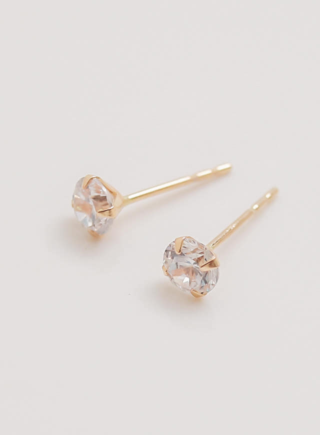 White Love Story Cubic Earrings 14k Gold 14K Spike