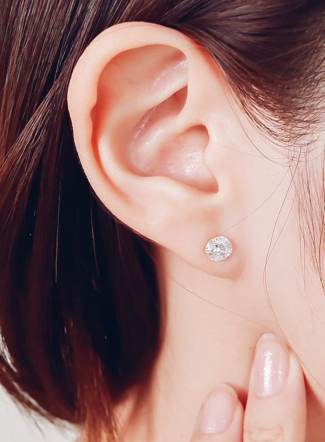 White Love Story Cubic Earrings 14k Gold 14K Spike