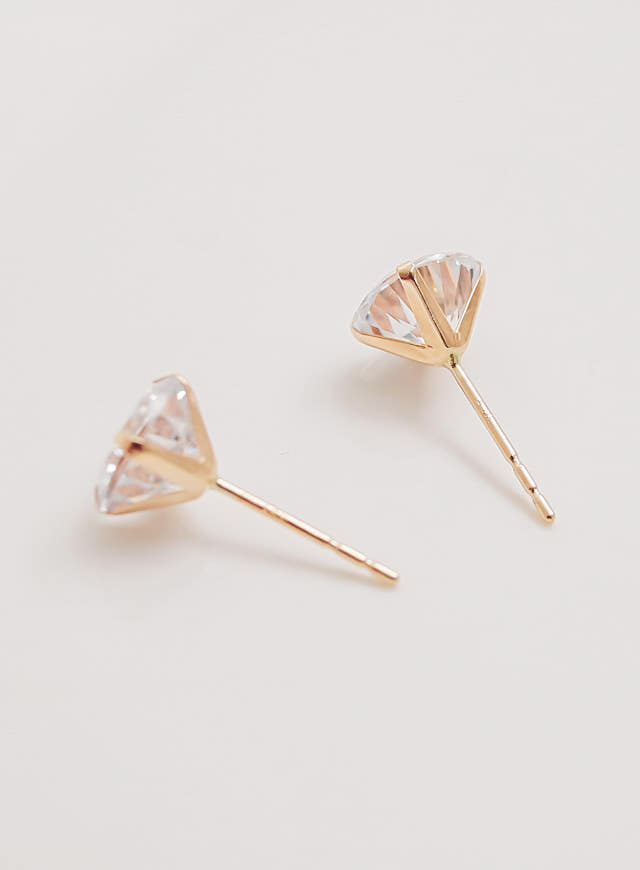 White Love Story Cubic Earrings 14k Gold 14K Spike