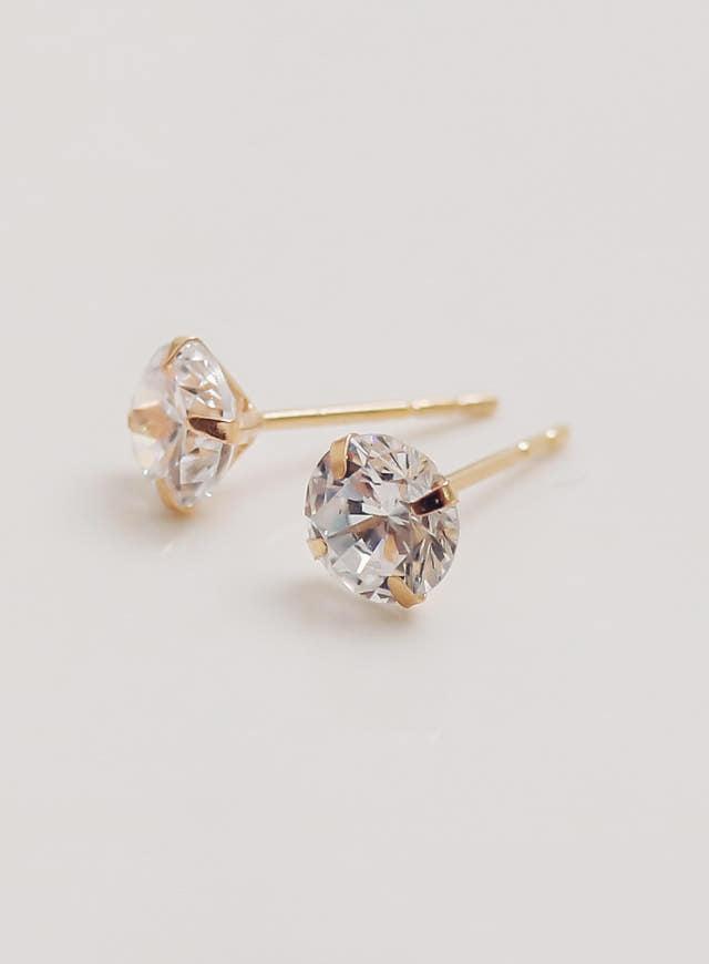 White Love Story Cubic Earrings 14k Gold 14K Spike