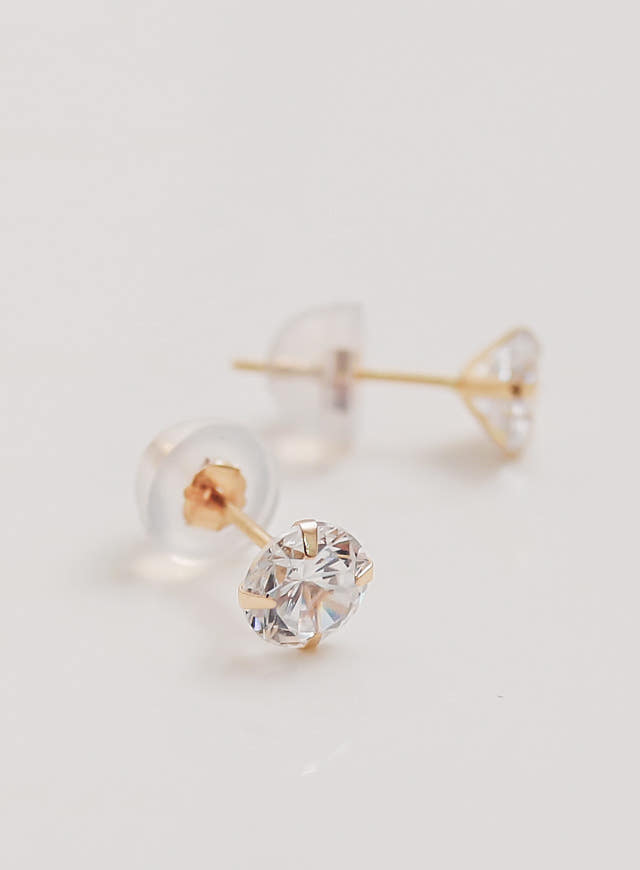 White Love Story Cubic Earrings 14k Gold 14K Spike