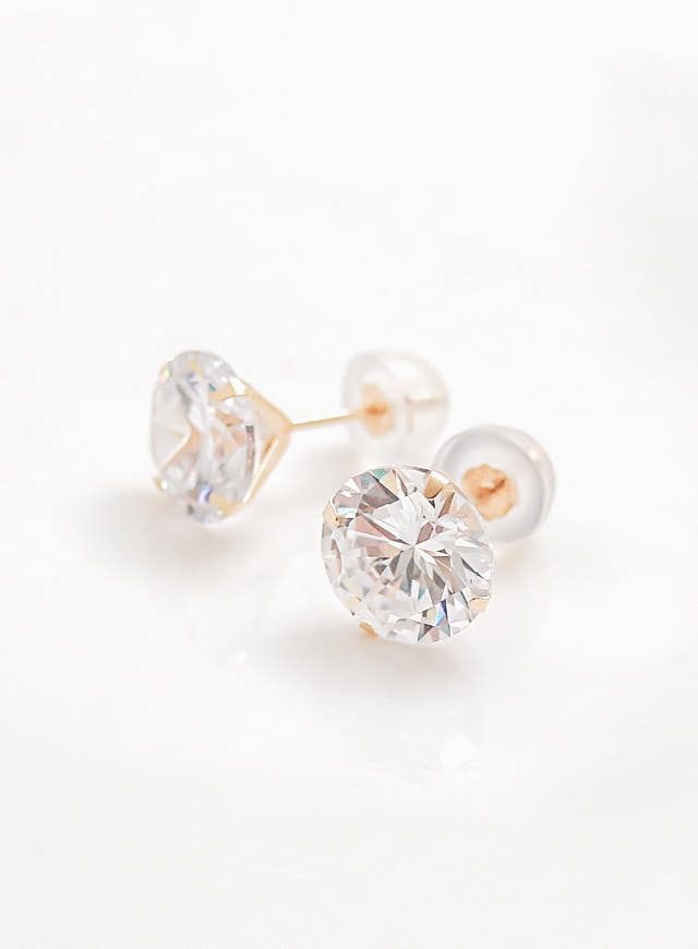 White Love Story Cubic Earrings 14k Gold 14K Spike
