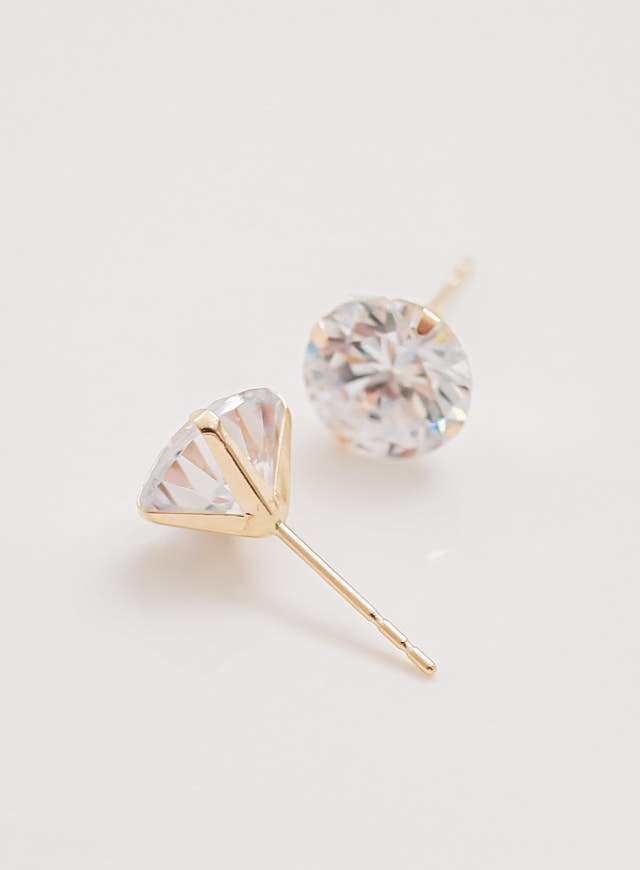 White Love Story Cubic Earrings 14k Gold 14K Spike