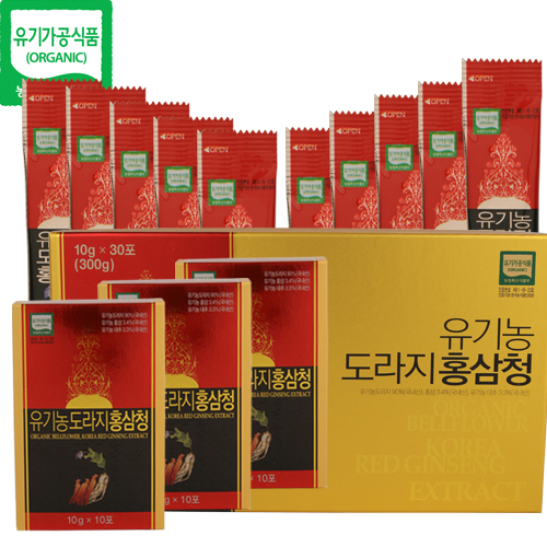 짜먹는 유기농 도라지 홍삼청(10g/30ea) 스틱포장 선물세트 : 내추럴참푸드