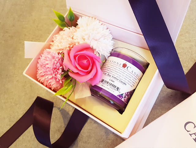 Carnation Candle Set Pink Box Parent Day Teacher&#