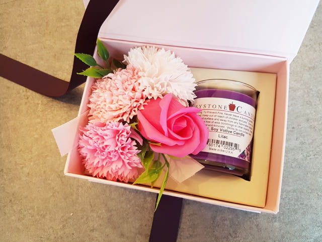 Carnation Candle Set Pink Box Parent Day Teacher&#