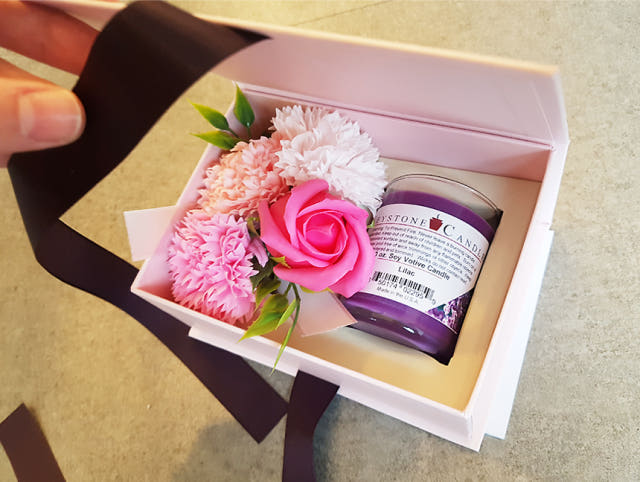 Carnation Candle Set Pink Box Parent Day Teacher&#