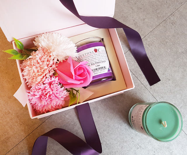 Carnation Candle Set Pink Box Parent Day Teacher&#