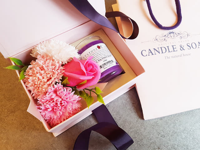 Carnation Candle Set Pink Box Parent Day Teacher&#